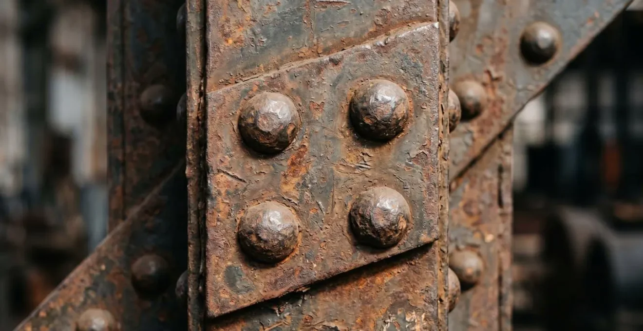 Détail de charpente métallique style industriel du 19ème siècle montrant la valeur patrimoniale et architecturale