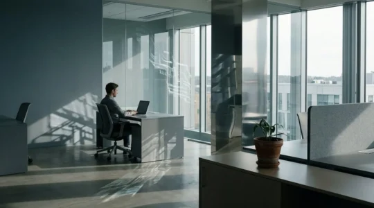 Concept symbolisant les risques cyber invisibles menaçant une entreprise moderne dans l'ère numérique