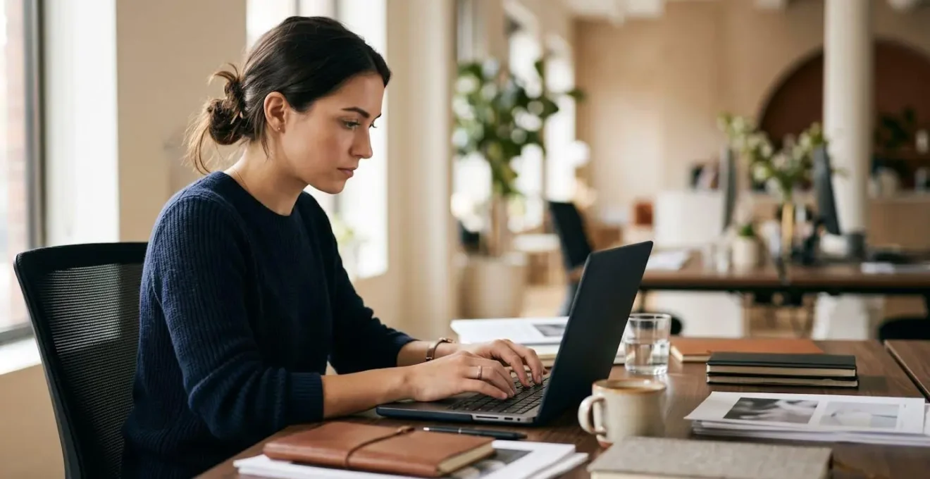Professionnel indépendant travaillant sur plusieurs projets dans espace de travail moderne