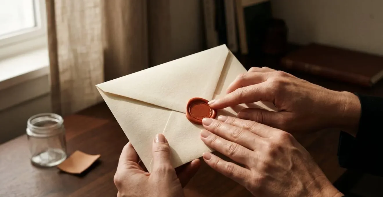 Préparation d'une correspondance professionnelle importante avec soin et attention