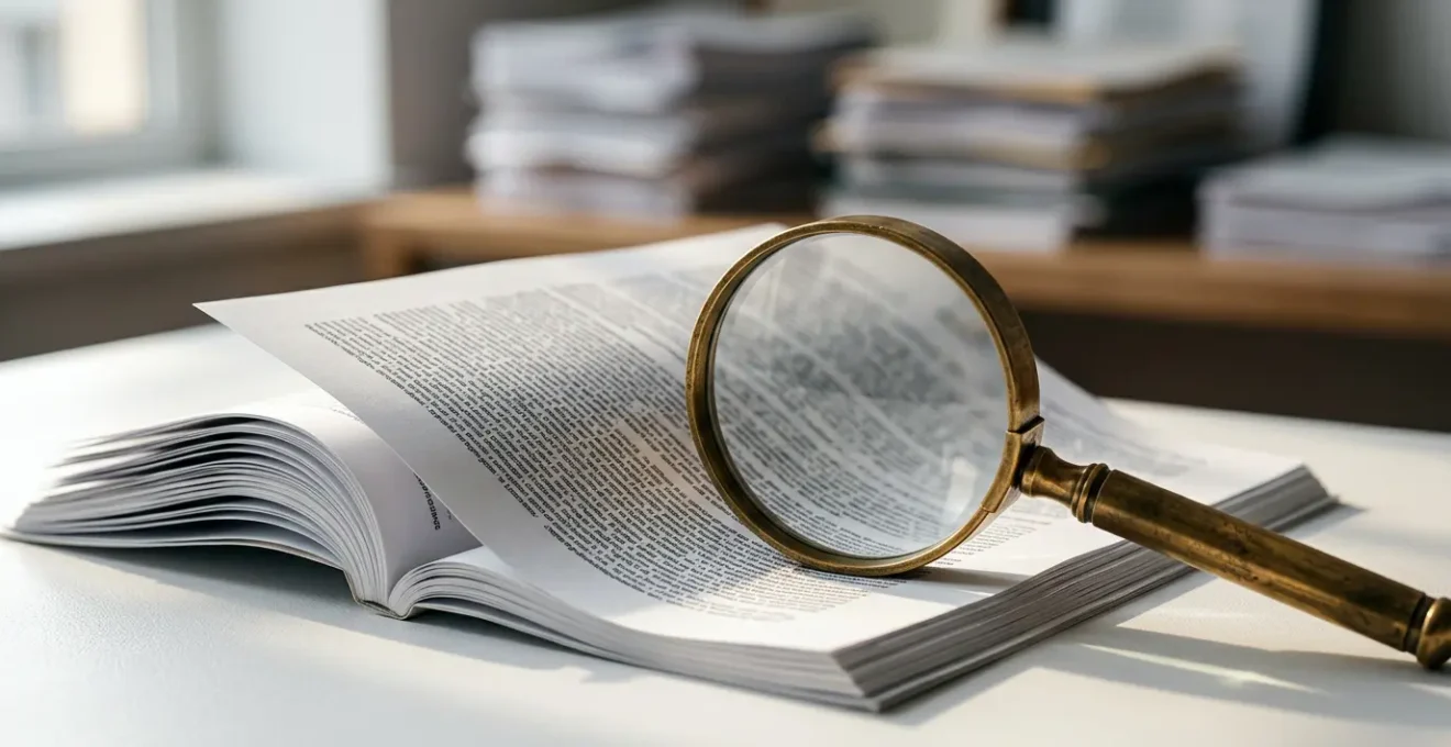 Document de contrat d'assurance avec clauses d'exclusion et loupe symbolisant l'examen attentif des conditions générales