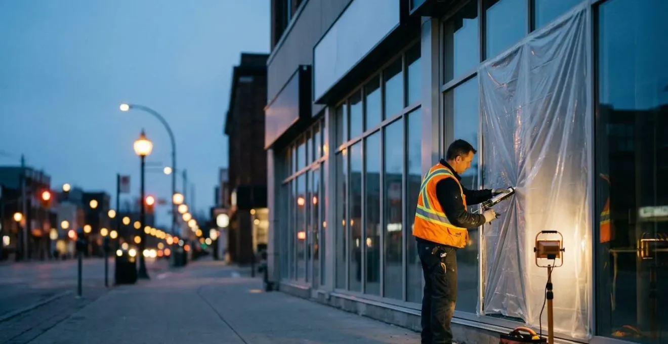 Vitrine commerciale endommagée nécessitant un remplacement urgent pour préserver l'image professionnelle